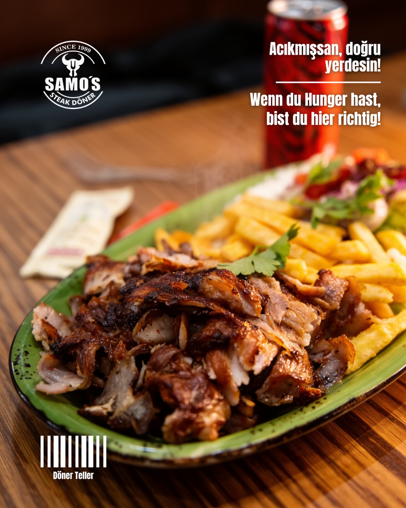Steak-Döner-Teller mit Pommes und Salat