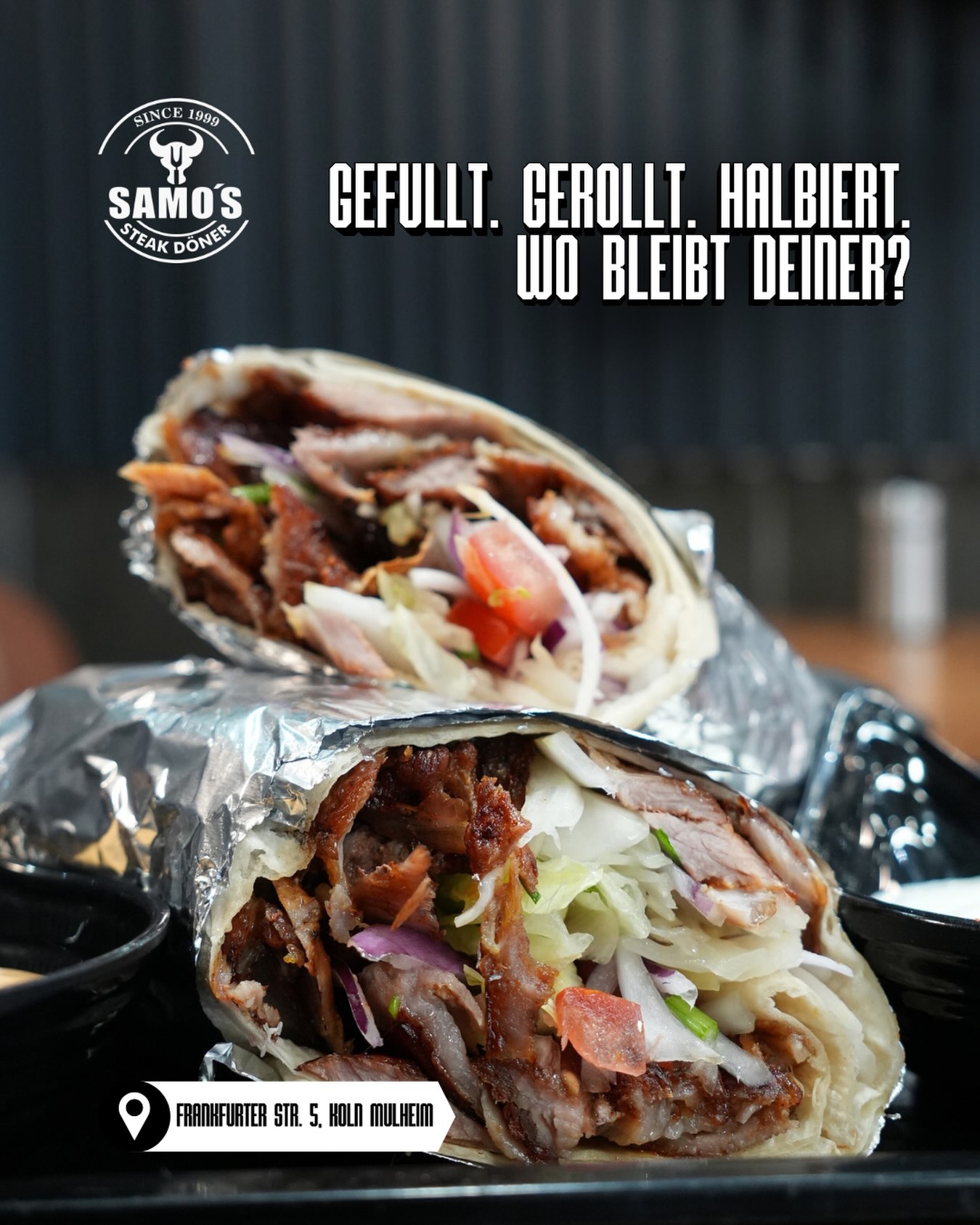 Aufgeschnittener Steak-Döner-Dürüm